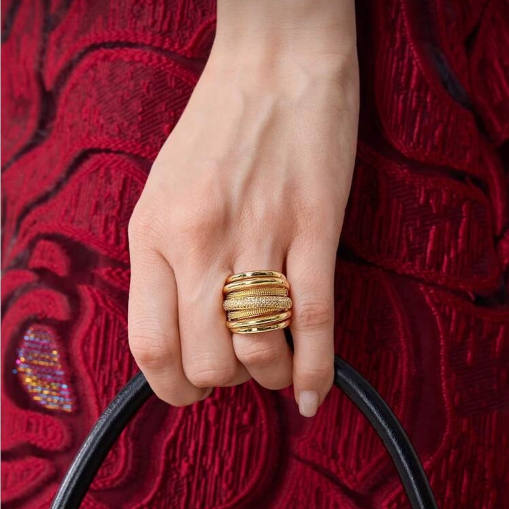 MOTF Fashion Rhinestone Embellished Multi Layer Ring